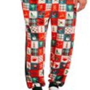 CHRISTMAS VELOUR PLUSH MEN JOGGER PANTS NEW
